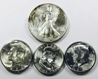 *1993 SILVER EAGLE AND 90% KENNEDY AND FRANKLIN HALF DOLLAR LOT* NR #C1700