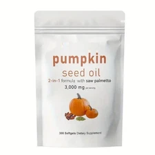 Pumpkin Seed Oil Saw Palmetto 3000mg  300gels Cold Press Virgin Oil Phytosterols