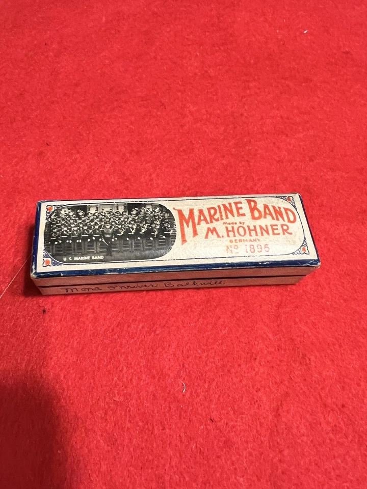 Llave armónica vintage M Hohner Marine Band of G 1896 con caja de cartón Foto 4 de 4
