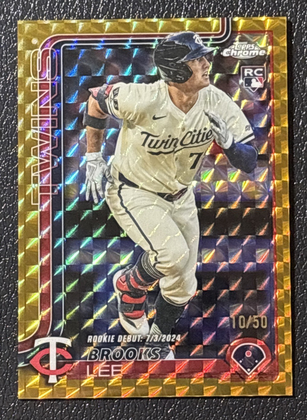 BROOKS LEE 2025 TOPPS CHROME UPDATE ROOKIE DEBUT GOLD GEO RC /50 Twins