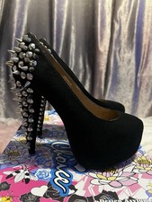 Jeffrey Campbell taglia 4 nero scamosciato "Madame Spike" tacco a spillo con punte