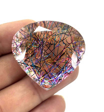 Natural Certified 138 Ct Multicolor Rutilated Quartz Loose Gemstone Pear Cut
