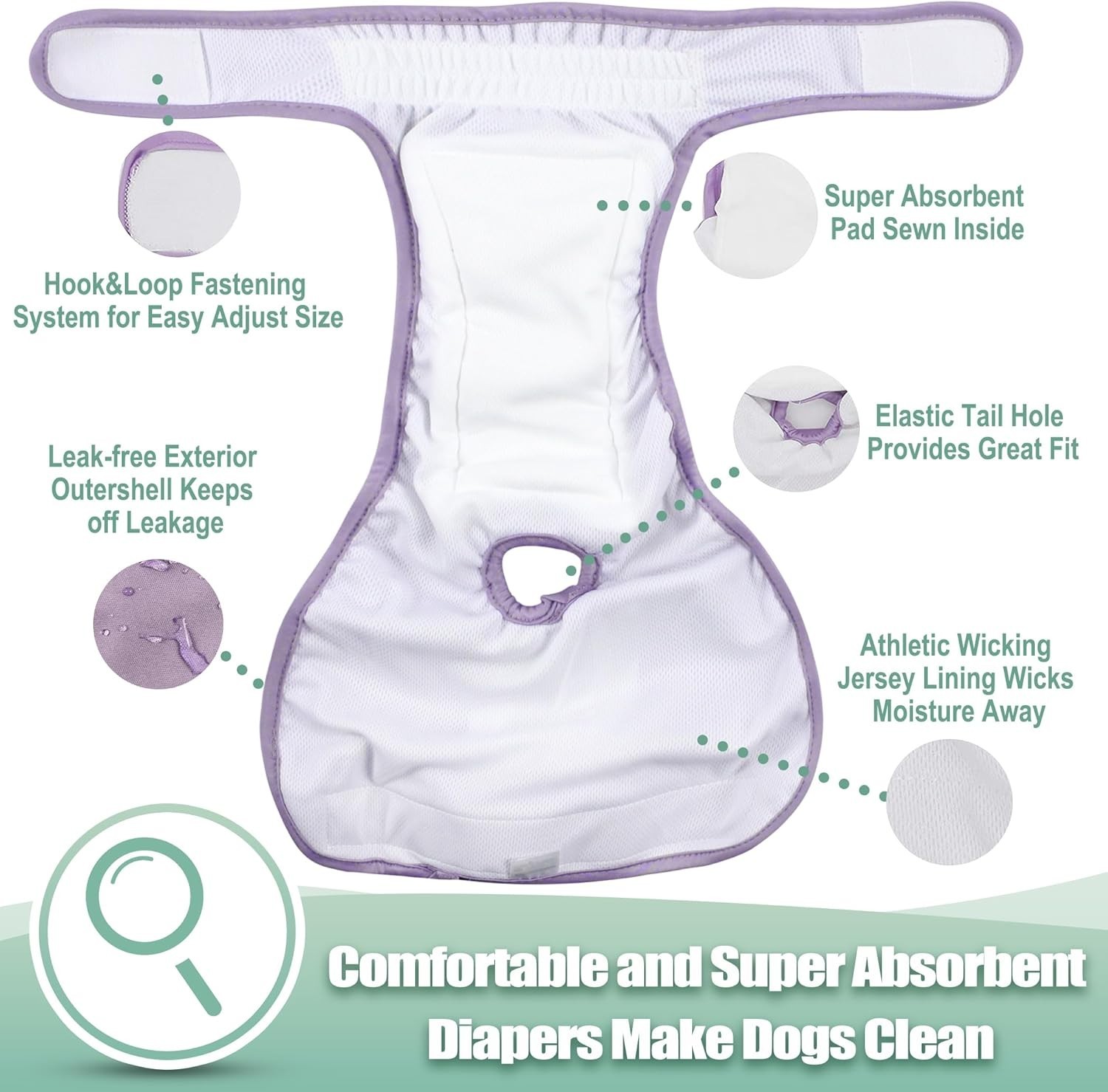 wegreeco Washable Reusable Premium Dog Diapers, Pack of 3, XL