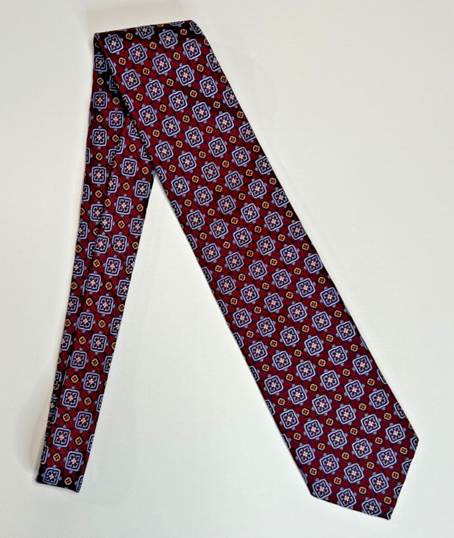 Robert Talbott Extra Long Tie Silk Geometric Patt… - image 1