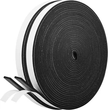 Kikerike Self Adhesive Foam Tape Weatherstrip 1/2In x 1/8In x 66Ft High Density