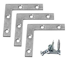 12 Pack 3x3 Zinc Plated Steel Corner Brace Flat Angle Brackets  Extra Heavy ...