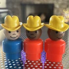 Lot Of 3Vintage Fisher-Price Little People Blue Boy & African American Cowboys