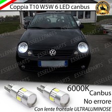 COPPIA LUCI DI POSIZIONE T10 W5W 6 LED VOLKSWAGEN LUPO CANBUS 6000K NO ERROR