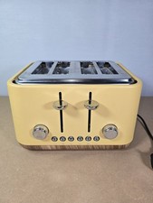 Dunelm 4 Scheiben Toaster gelb Retro Stil breite Schlitze voll funktionsfähig sauber