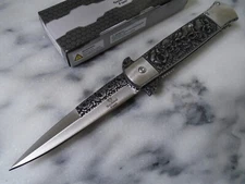 Snake Eye Assisted Open Blackwash Skulls Stiletto Pocket Knife Dagger SE-1022SS