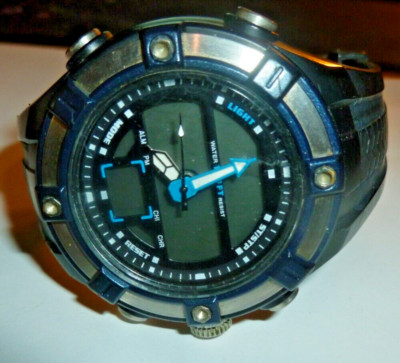 Vintage Digital Watch Water Resist 100M Black & Silver Tone 