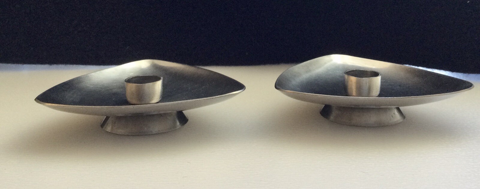 MCM Danish stainless candle holders set of two