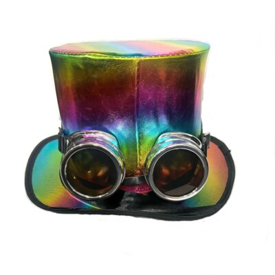 Regenbogen Top Mütze & Silber Retro Brille Konvolut Set Kostüm Stolz Parade Party