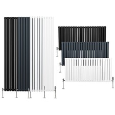 Oval Column Radiator & TRV Chrome Valves Designer Horizontal Vertical 3 Colours