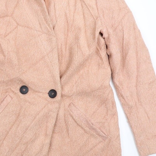Stradivarius Womens Beige Pea Coat Size S Button - Picture 10 of 12