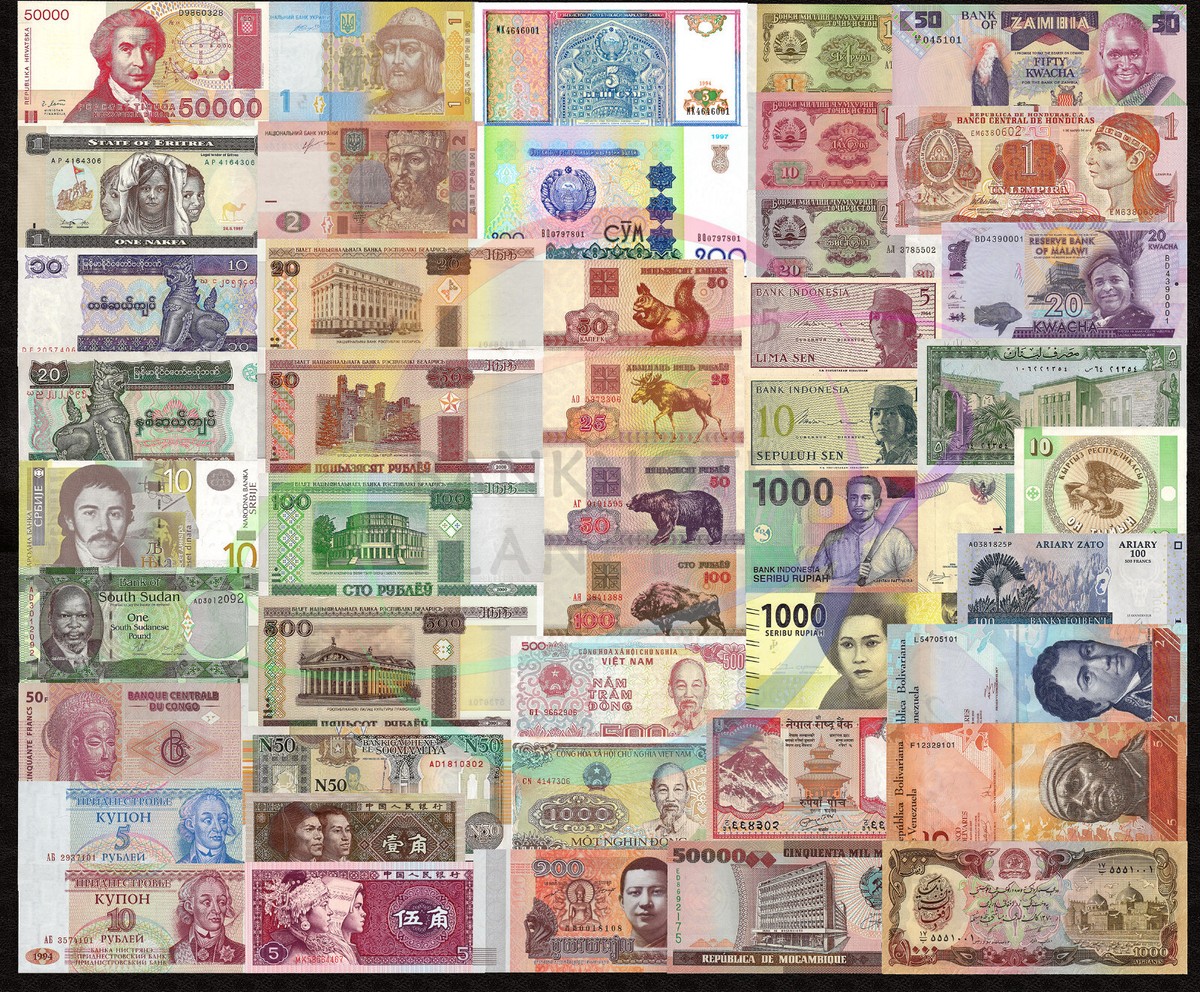 World 50 PCS Uncirculated Banknotes from 28 Different