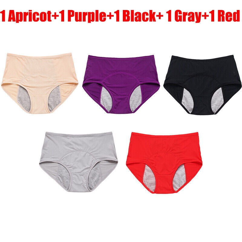 5pcs Women Menstrual Period Underwear Plus Size Leak Proof Cotton