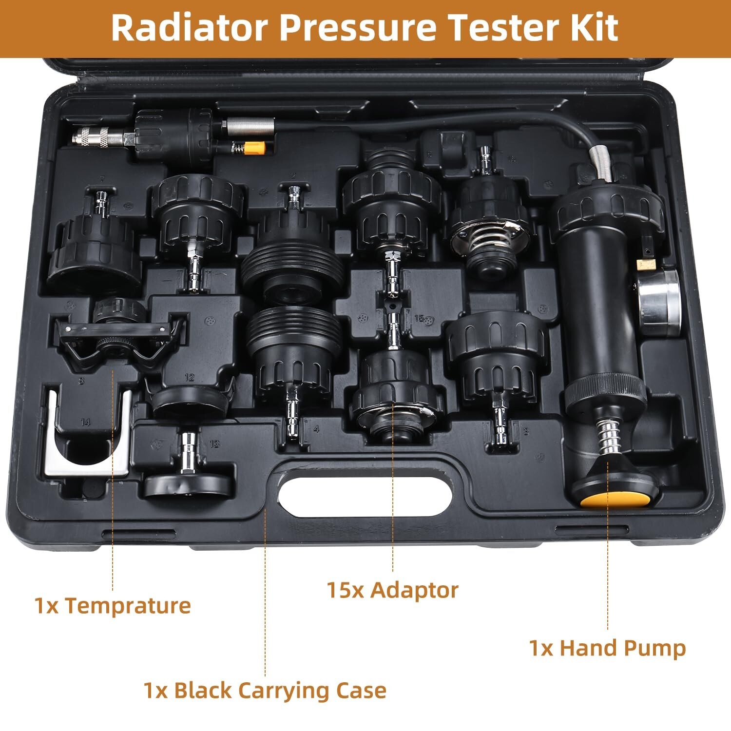 18Pcs Radiator Vacuum Pressure Tester Coolant Leakage System Detector Tool - Foto 5