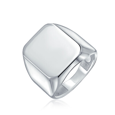 Geometric Rectangle Initial Monogram Signet Ring Polished