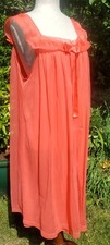 Vintage 1970's Women's Night Dress Sheer Nylon Vivid Salmon Color