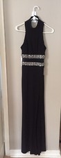 Womens B. Darlin Formal Dress Black Crystal Rhinestones Long Sz 3/4 New