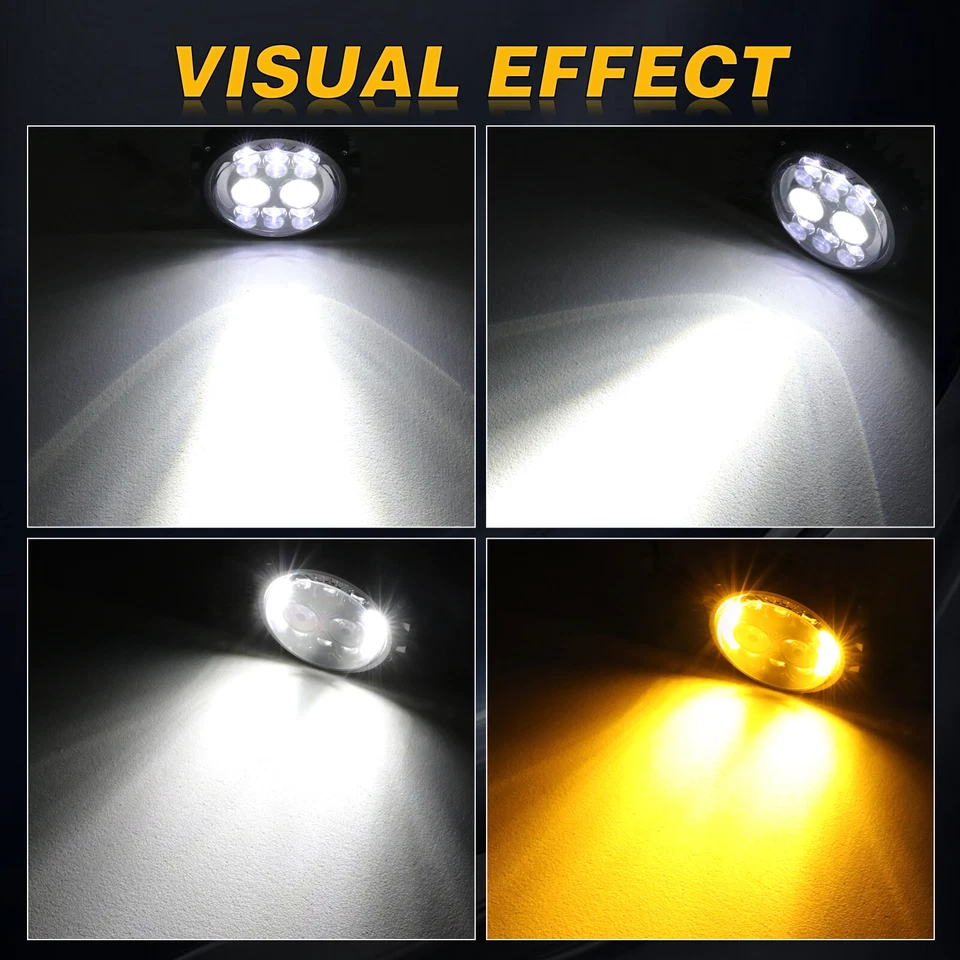 Barra de luces LED redondas de 2x 7" para trabajo de conducción DRL Turn OffRoad para Jeep JK JL Foto 4 de 4