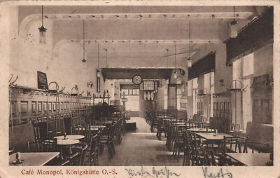 AK Cafe Monopol Königshütte O.-S., Schlesien gelaufen 1914 (2742A39)