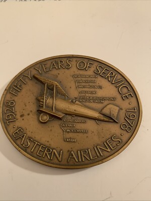 Vintage Eastern Airlines 50 Years Service Medallion 1928-78 Metal Paperweight