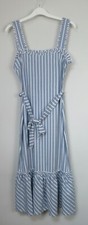 Warehouse Striped Ruffle Hem Summer Sleeveless Midi Dress Size 6 - 10