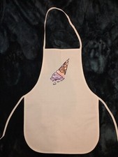 Hand-Painted Kids' Art Smock - Cartoon Ice Cream Cone Design in Lavender Color