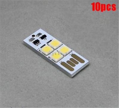 10Pcs Mini Usb Touch Switch 4Led Night Light Bulb Card Lamp White Pocket Ic N va
