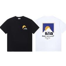 New Style RHUDE Men Women Printing Leisure Cotton Short Sleeve Polo T-Shirt M-XL