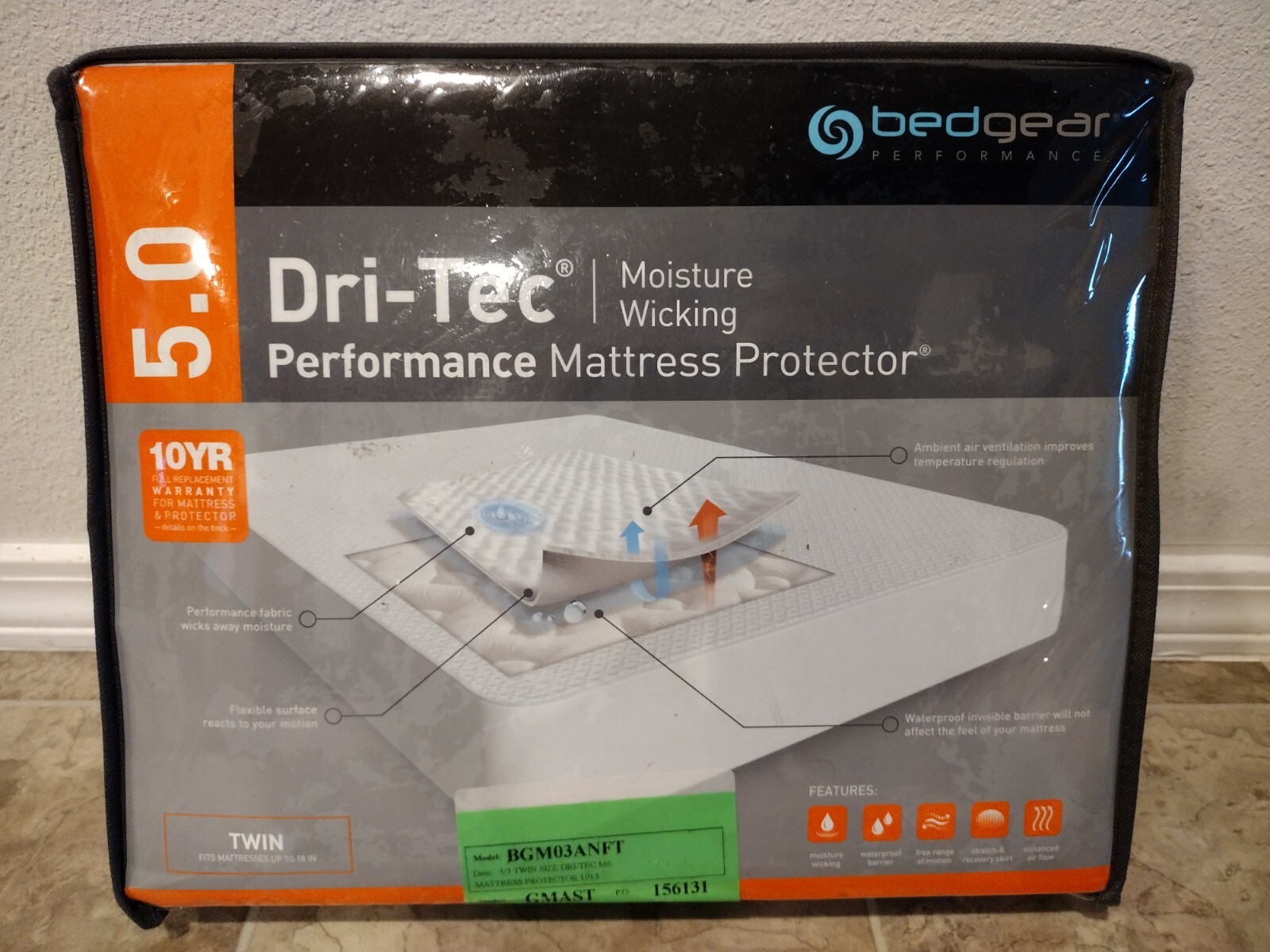 Mattress Protector Cover BedGear Twin DriTec Moisture Wicking