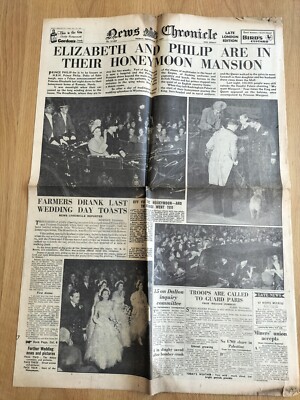 1947 Royal Wedding NEWS CHRONIK volle Zeitung 21. November 4 Seiten
