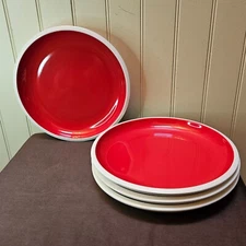 Rachael Ray Rise 11" Platter/Dinner Plate Red and White Lot of 4 (Heavy)