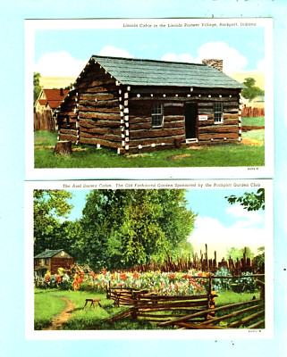 2 Vintage, Rockport, IN, ''Lincoln Cabin in Village & Azel Dorsey Cabin, Old...