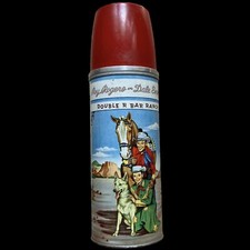 Vintage 1953 Roy Rogers Dale Evans Double R Bar Ranch Thermos for Lunch Box