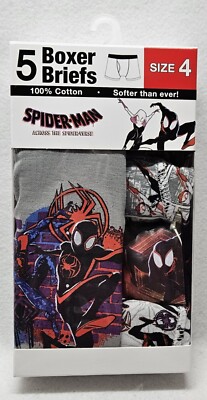 Spider-Man Across The Spider-Verse Boys' 5 Pack Boxer Briefs Size 4/New