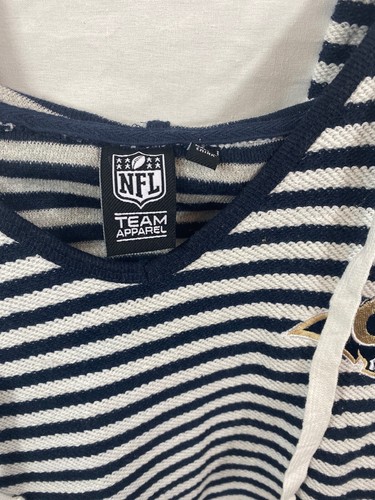 Ultra Game Women's NFL V-Neck Hoodie Pulllover Sweatshirt Stripe, LA Rams - Picture 4 of 5