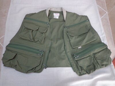 Vintage Orvis Fly Fishing Vest Men's Size Large Olive Green Super