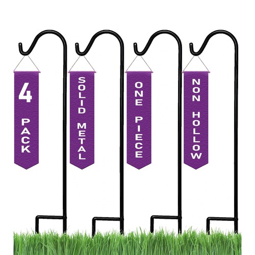 Ashman Shepherd Hook for Plants and Bird Feeders, 65 Inches Tall, 1 Side, 4 Pack - Picture 8 of 11