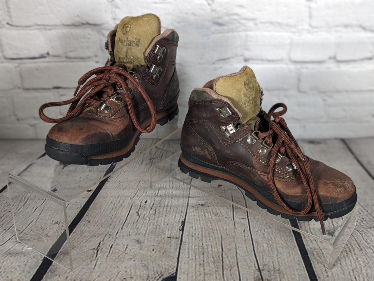 Timberland 95310 Euro Hiker Brown Leather Ankle Boots Hiking Work Womens 