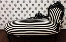 Casa Padrino Baroque Chaise Longue Black / White Stripe - Baroque Furniture Recliner