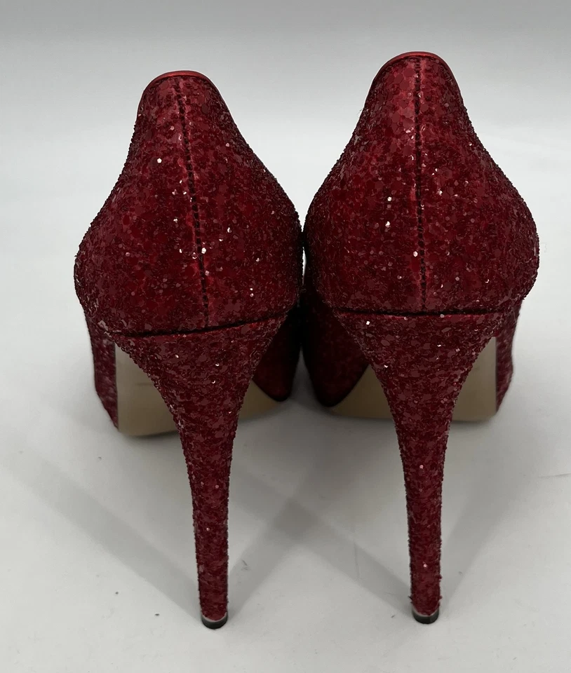 Zapatos de salón Nicholas Kirkwood rojo brillo/lentejuelas punta cerrada plataforma oculta talla 39 Foto 4 de 4