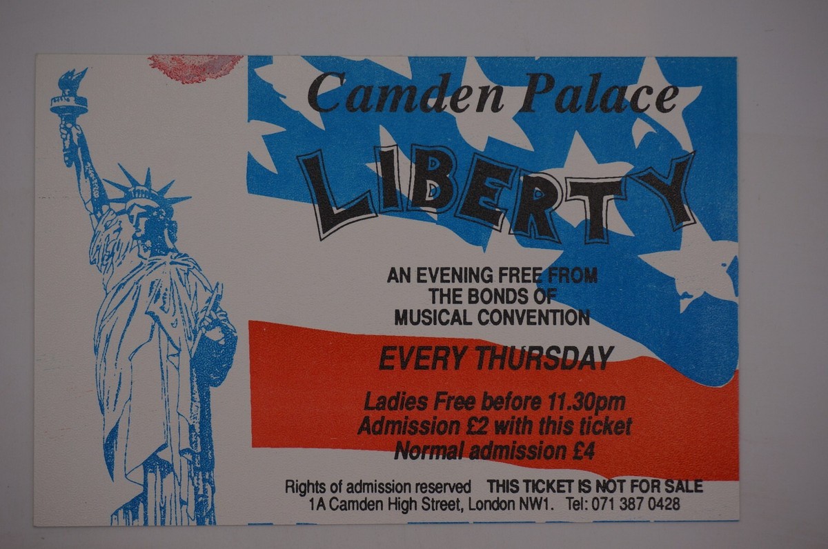 UKロック1990年代　The Camden Palace 　ライブフライヤー Rave Flyer-Camden Palace Liberty 1990's-Size 14x9cm-VGC | eBay UK