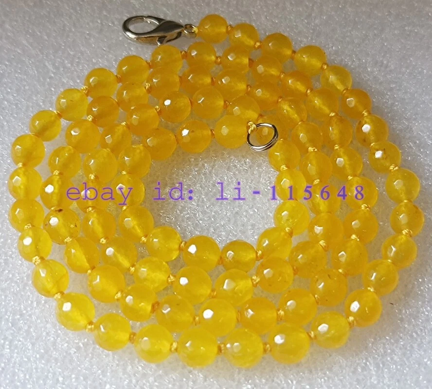 Collar de cuentas redondas de topacio amarillo facetado de 6 mm 20-36 pulgadas retro regalo hombres mujeres Foto 3 de 4