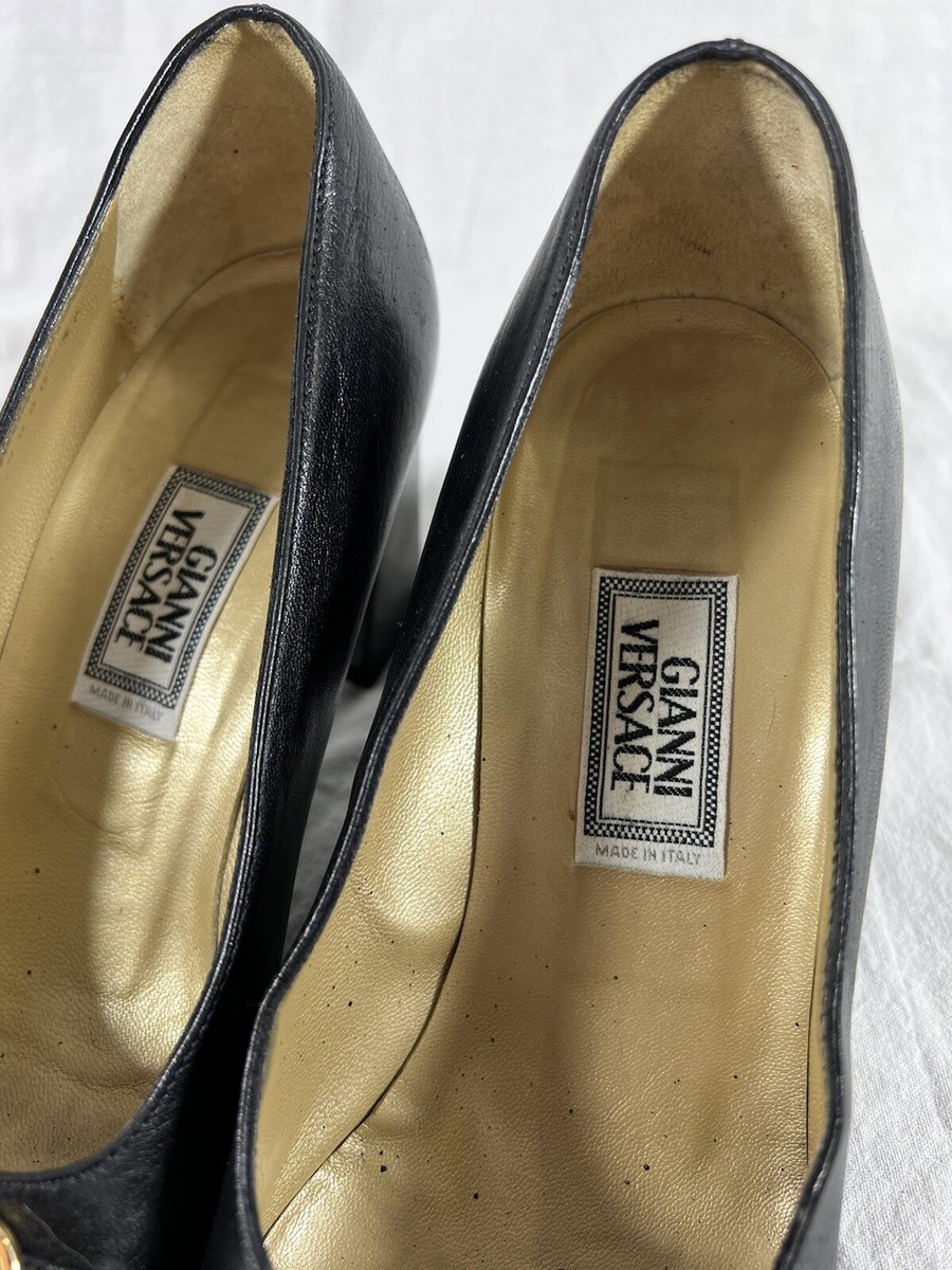 GIANNI VERSACE Vintage Authentic Black Leather Medusa Shoes