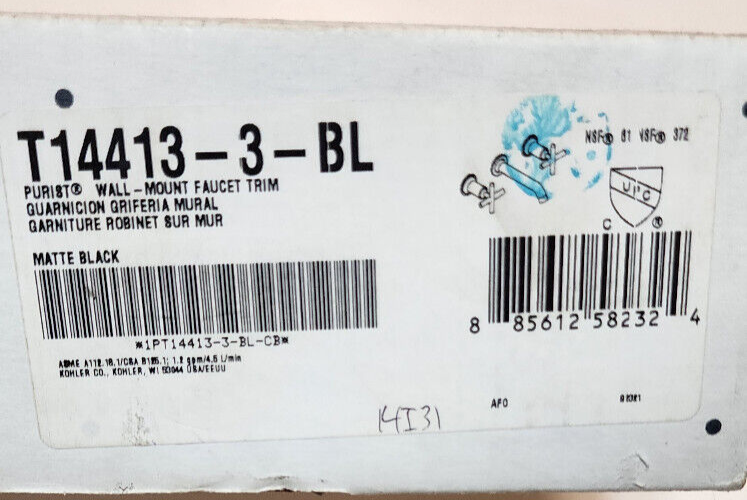 Kohler T144133BL Purist Wall Mounted Widespread Bathroom Faucet