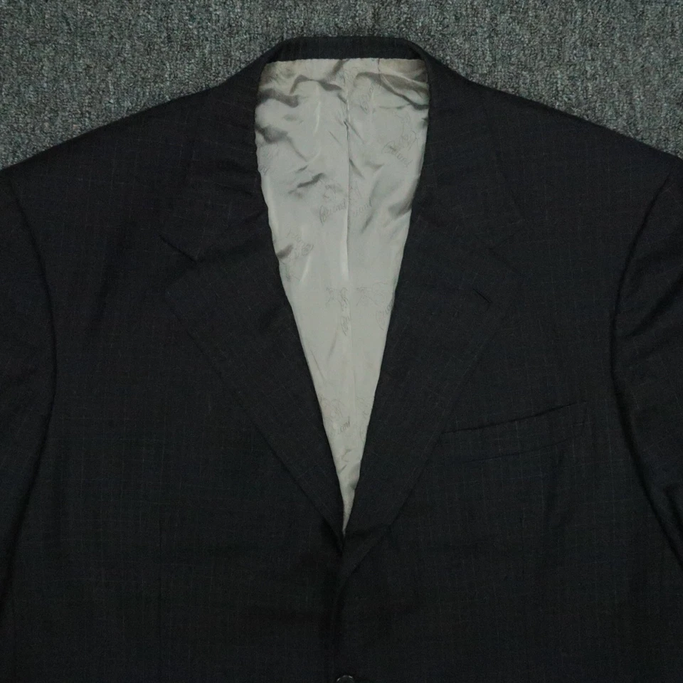 Brioni Blazer Mens 48R Blue Palatino Check Wool Vented Suit Jacket - image 2 of 4