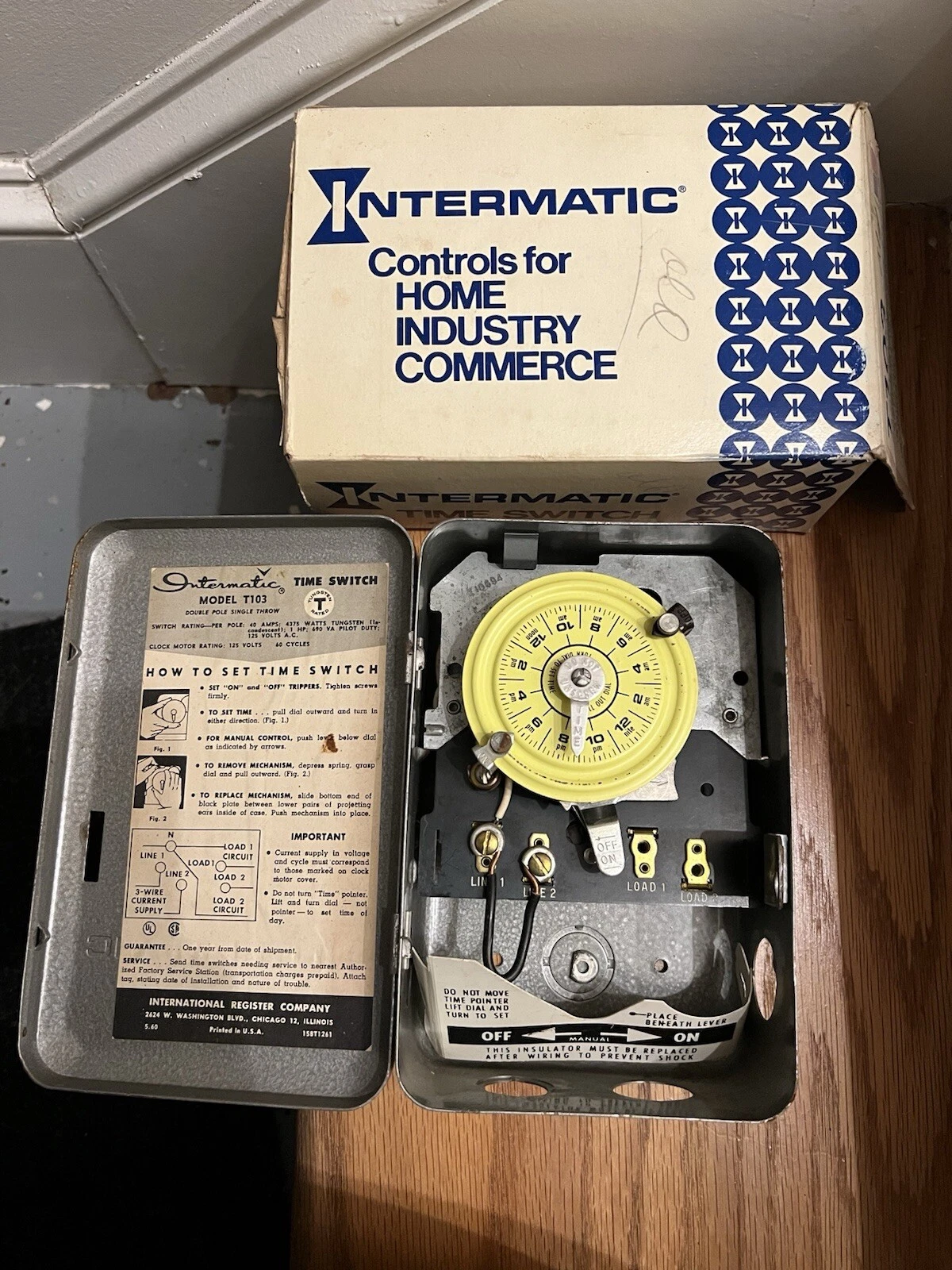 Intermatic T103 40 Amp 125-Volt DPST 24-Hour Mechanical Time Switch
